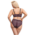 Cottelli Curves Delicate Lace Bralette And Briefs|Side View|"plus size lace lingerie set - side view"