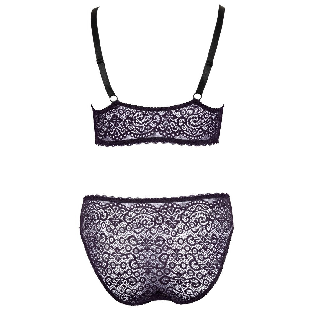 Cottelli Curves Delicate Lace Bralette And Briefs|Detail View|"plus size lace lingerie set - detail view"