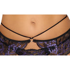 Cottelli Lilac and Black Lace Suspender Set|Back View|"lilac black suspender set - back view"