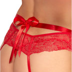 Kissable Halterneck Set Red|Back View|"red halter lingerie set - back view"