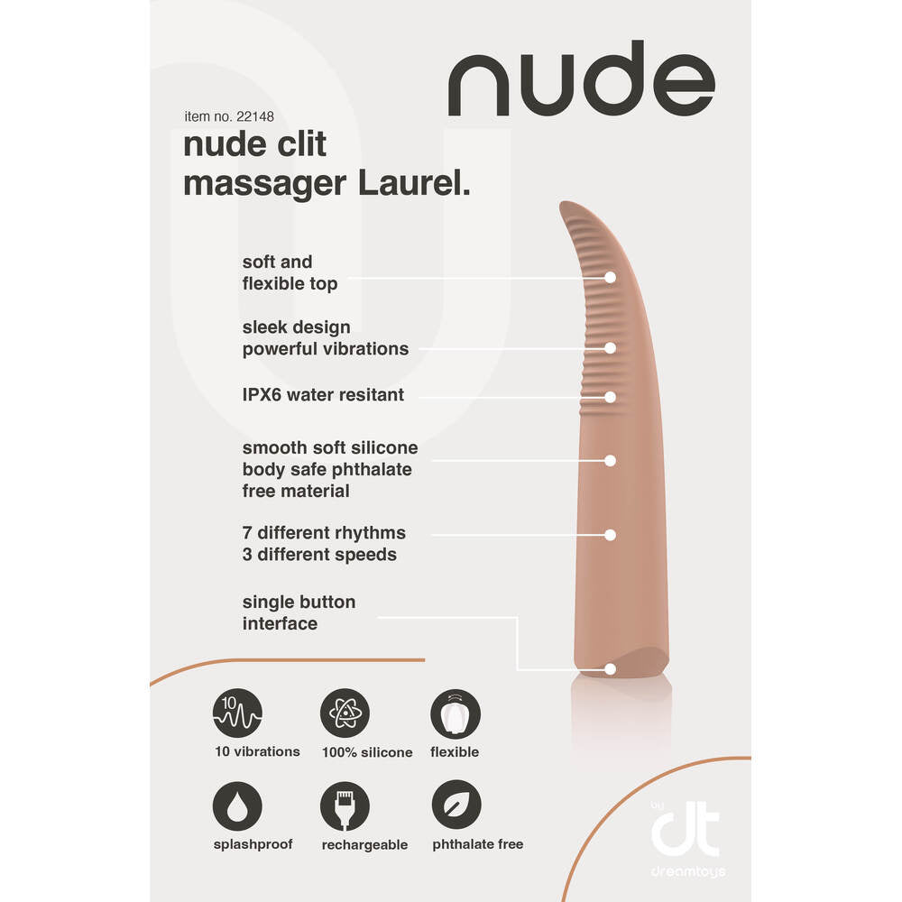 Nude Laurel Mini Travel Massager|Back View|"Nude Laurel Mini Travel Massager - back view"