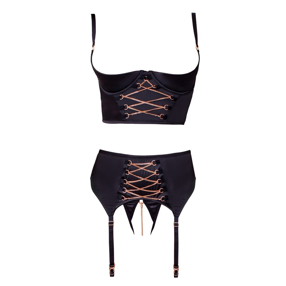 Abierta Fina Shelf Bra Set|Back View|"shelf bra lingerie set - back view"