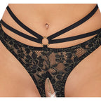 Abierta Fina Shelf Bra and Crotchless String|Detail View|"shelf bra open set - detail view"