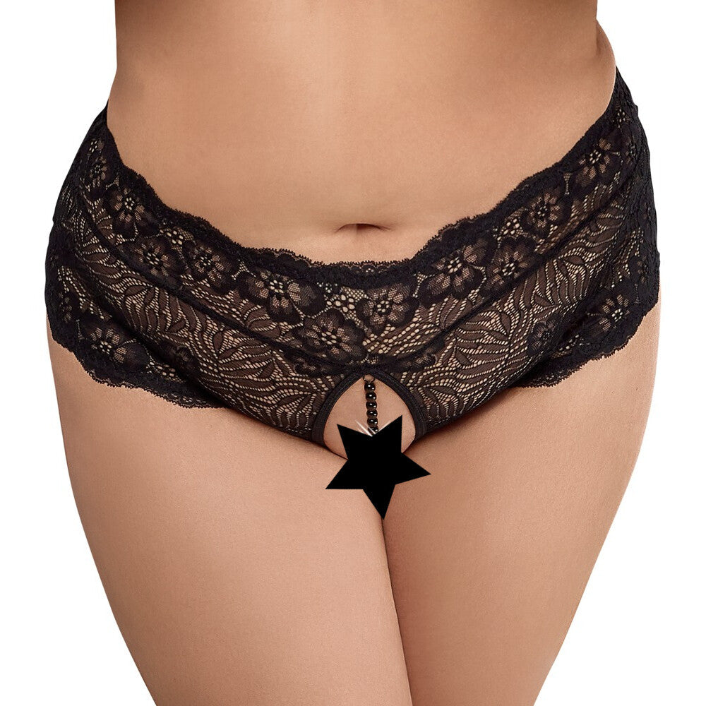 Cottelli Curves Panties With Pearl Chain|Front View|"pearl design-front view"|