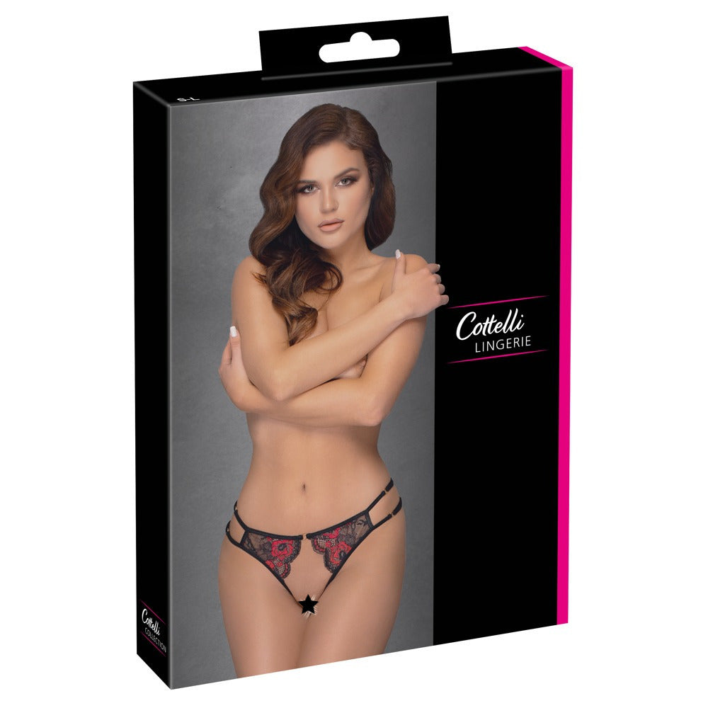 Cottelli Adjustable Lacey Crotchless Brief|Set View|"complete lacey set-set view"|