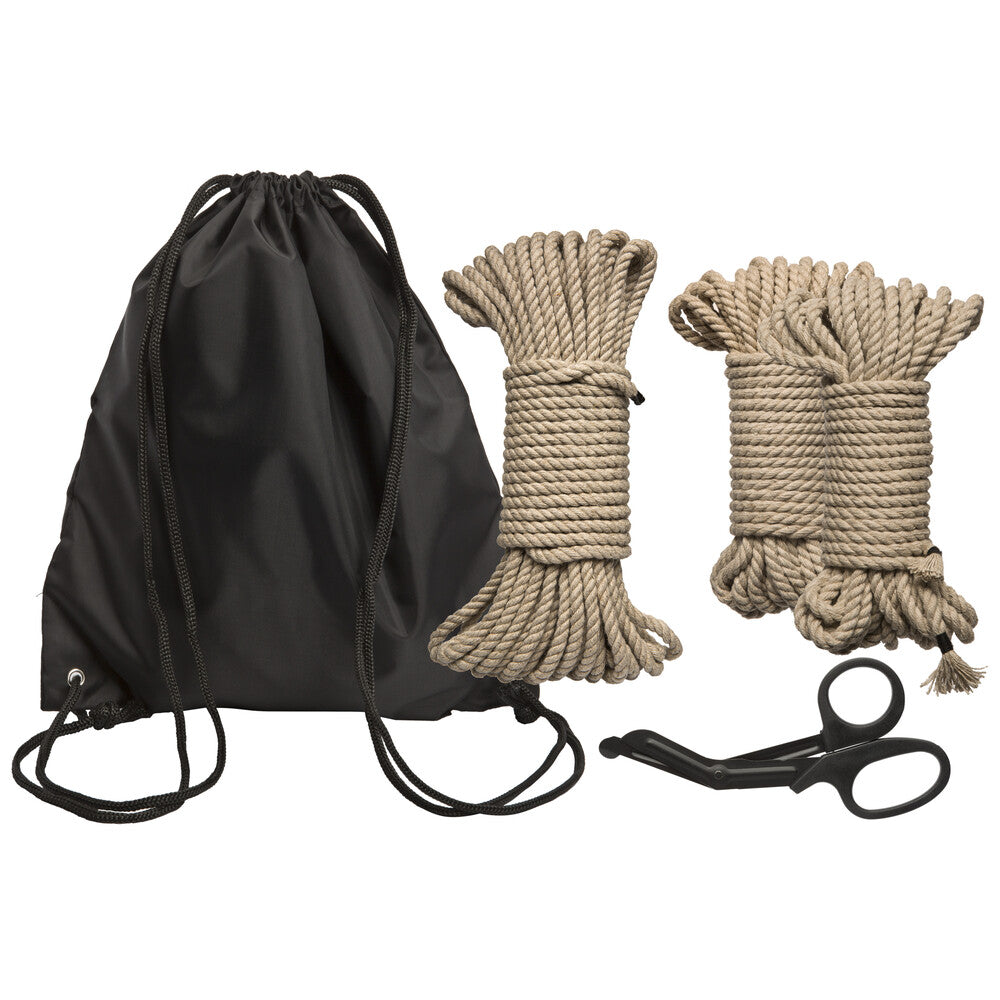 Kink Bind And Tie Initiation 5 Piece Hemp Rope Kit|Front View|"hemp rope bondage kit 5pc-front view adult toys direct"|