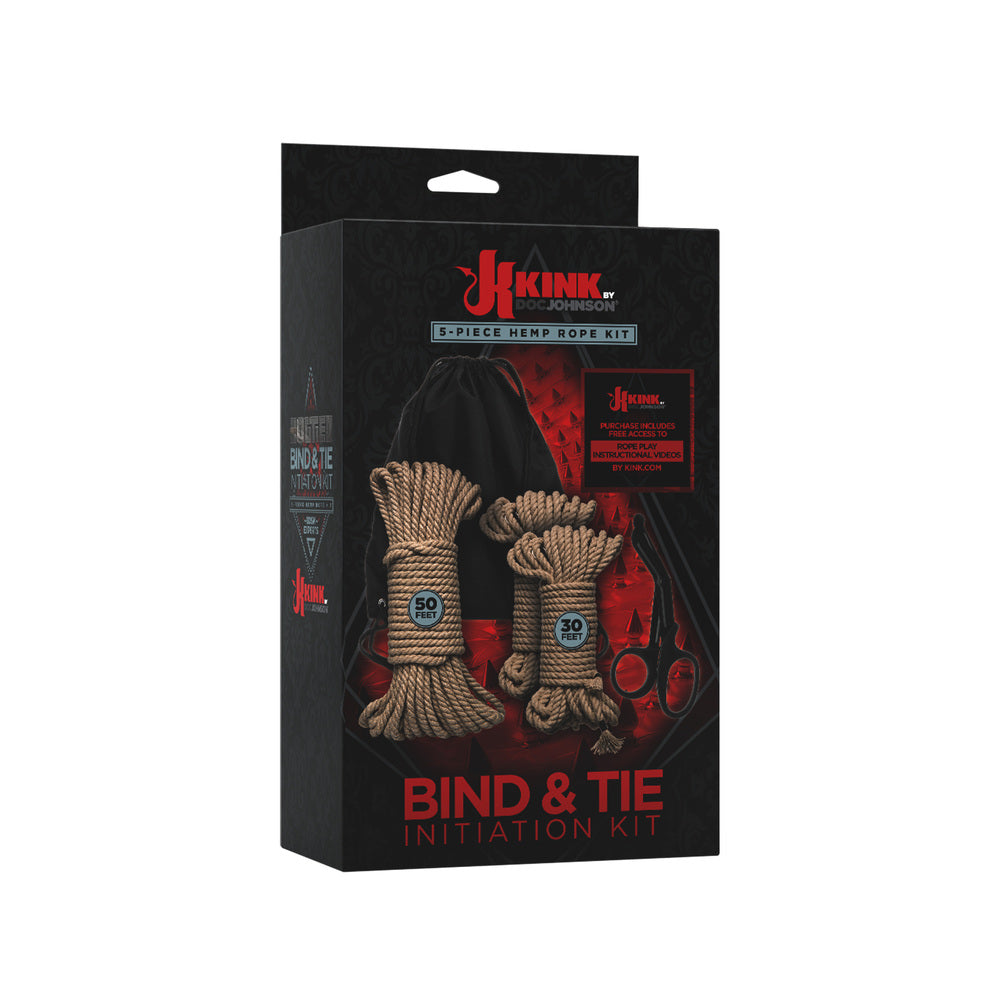Kink Bind And Tie Initiation 5 Piece Hemp Rope Kit|Side View|"rope kit contents-side view adult toys direct"|