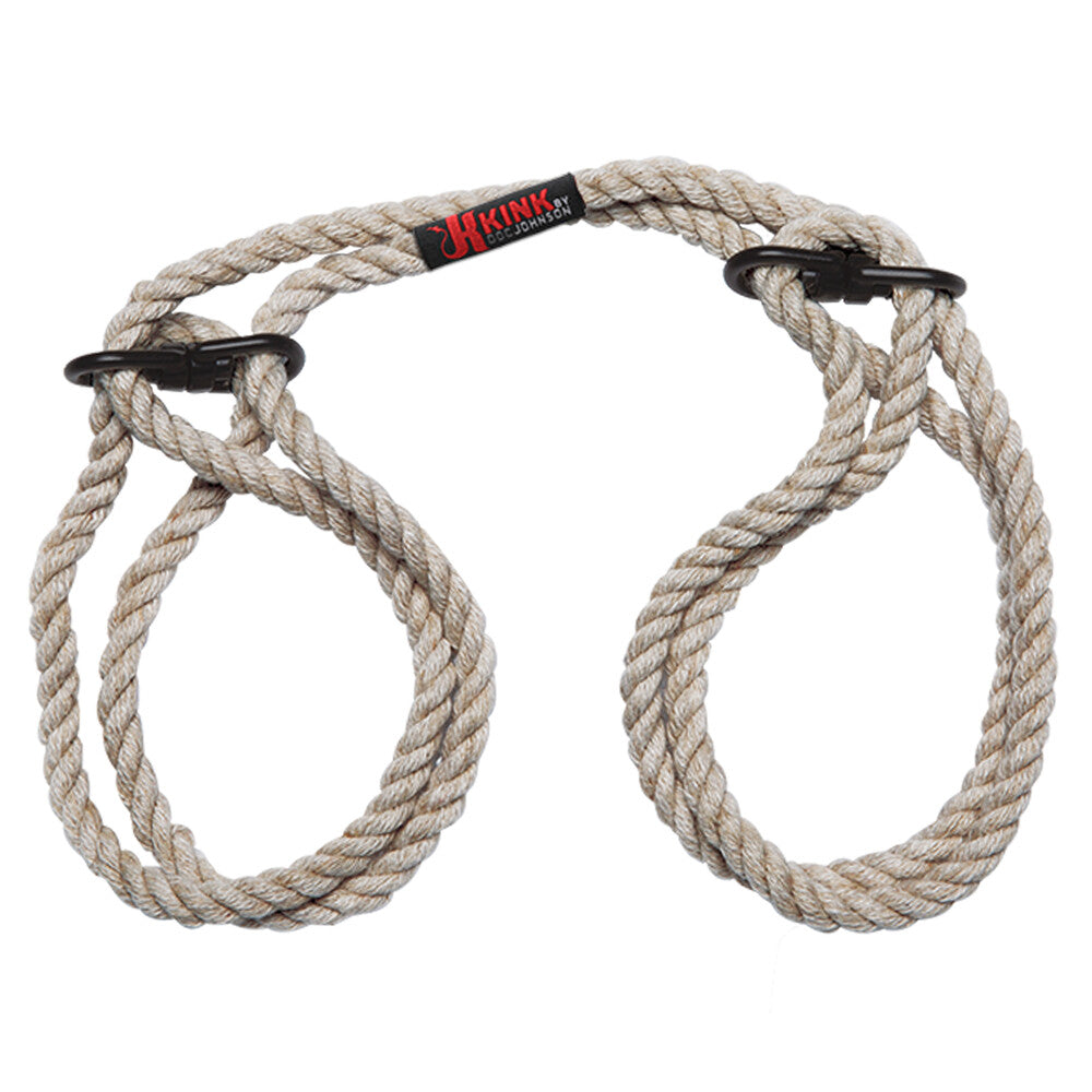 KINK Hogtied Bind and Tie 6mm Hemp Wrist or Ankle Cuffs|Front View|"hemp cuffs-front view"|