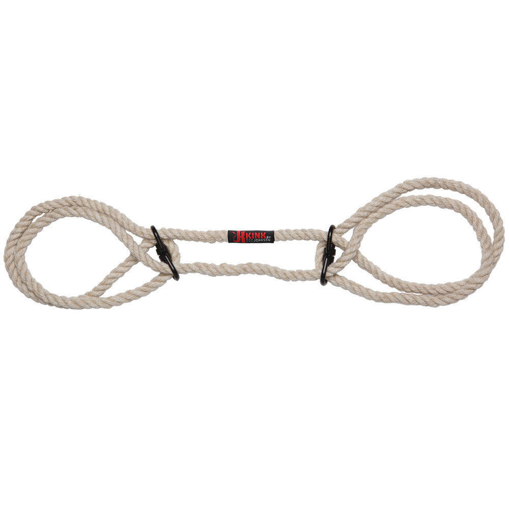 KINK Hogtied Bind and Tie 6mm Hemp Wrist or Ankle Cuffs|Detail View|"binding features-detail view"|