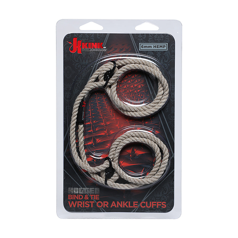 KINK Hogtied Bind and Tie 6mm Hemp Wrist or Ankle Cuffs|Set View|"complete set-set view"|