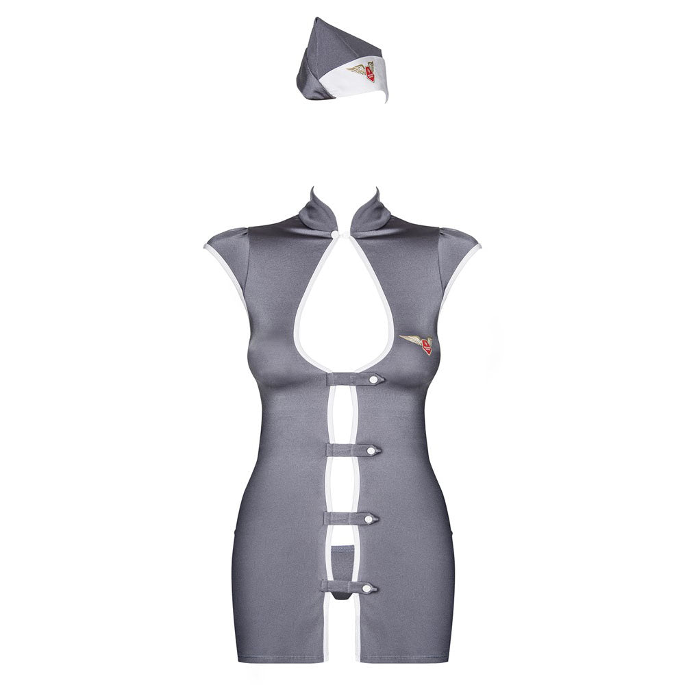 Obsessive Grey Stewardess Costume|Back View|"air hostess costume - back view"