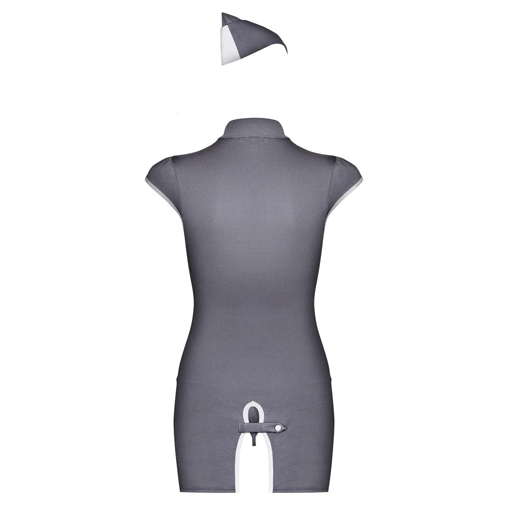 Obsessive Grey Stewardess Costume|Detail View|"air hostess costume - detail view"
