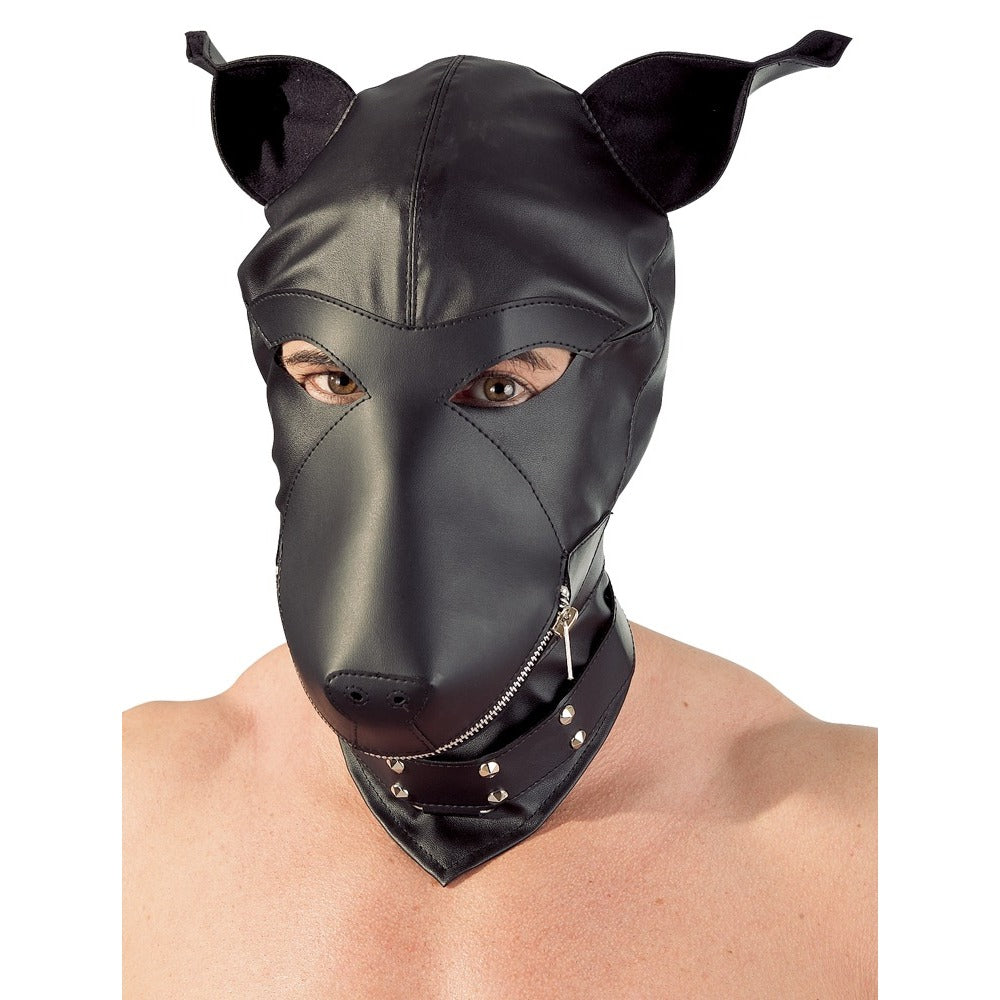 Imitation-Leather-Dog-Mask|Back-View|"mask-closure-back-view"