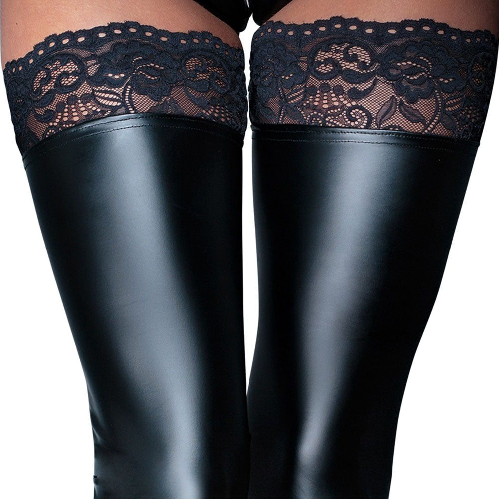 Noir Handmade Black Footless Lace Top Stockings|Back View|"footless lace stockings - back view"