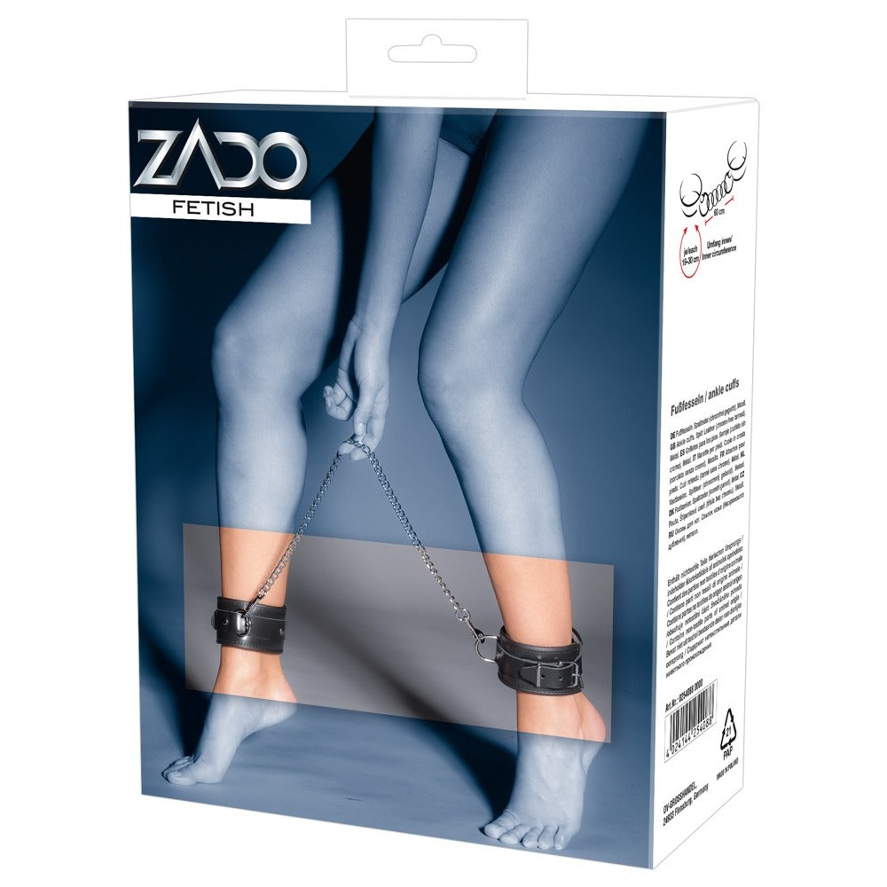 Zado Leather And Chain Ankle Leg Restraint|Detail View|"restraint features-detail view adult toys direct"|