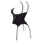 Cottelli Basque and Thong With Lace|Detail View|"lace basque thong set - detail view"