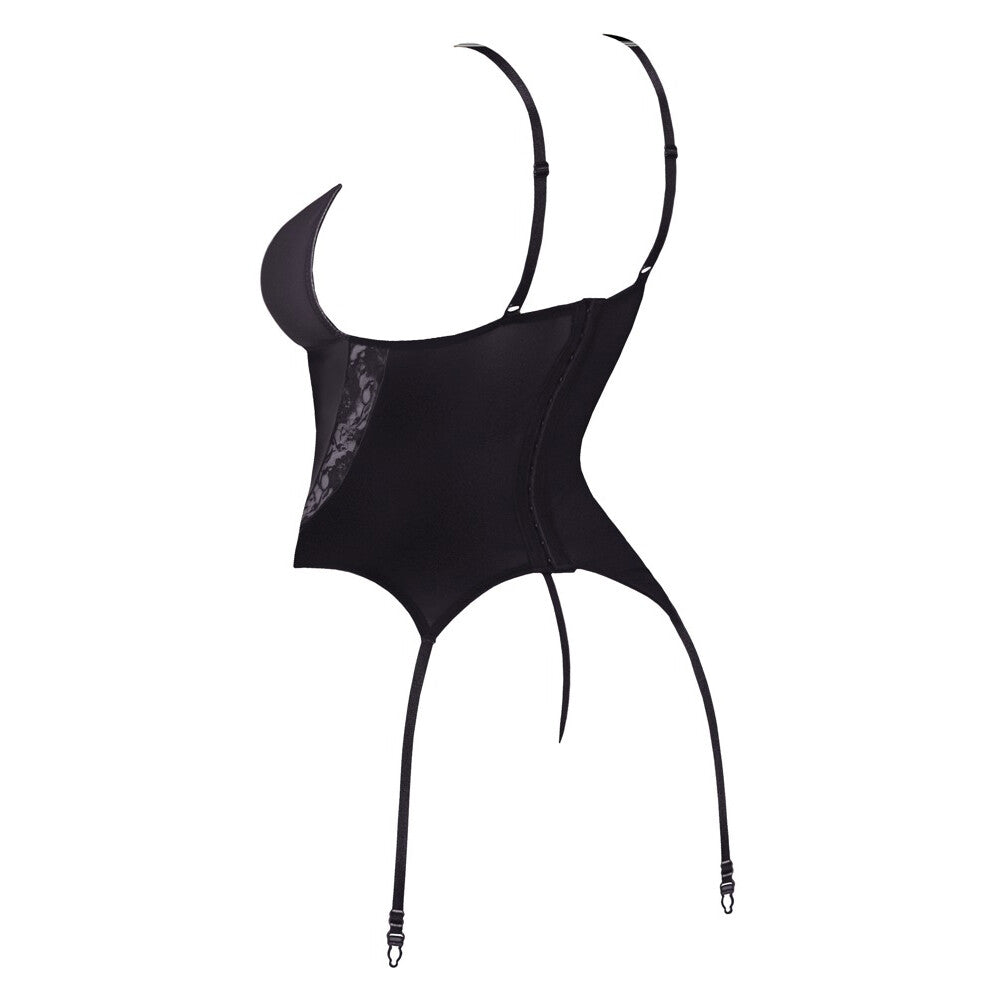 Cottelli Basque and Thong With Lace|Detail View|"lace basque thong set - detail view"