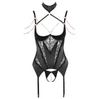 Abierta Fina Open Basque Set With Chains|Back View|"chain basque set - back view"