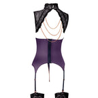 Abierta Fina Basque and Crotchless Set Chains|Side View|"chain basque set - side view"