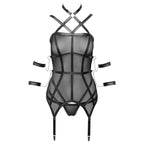 Cottelli Bondage Basque And String|Detail View|"bondage basque set - detail view"