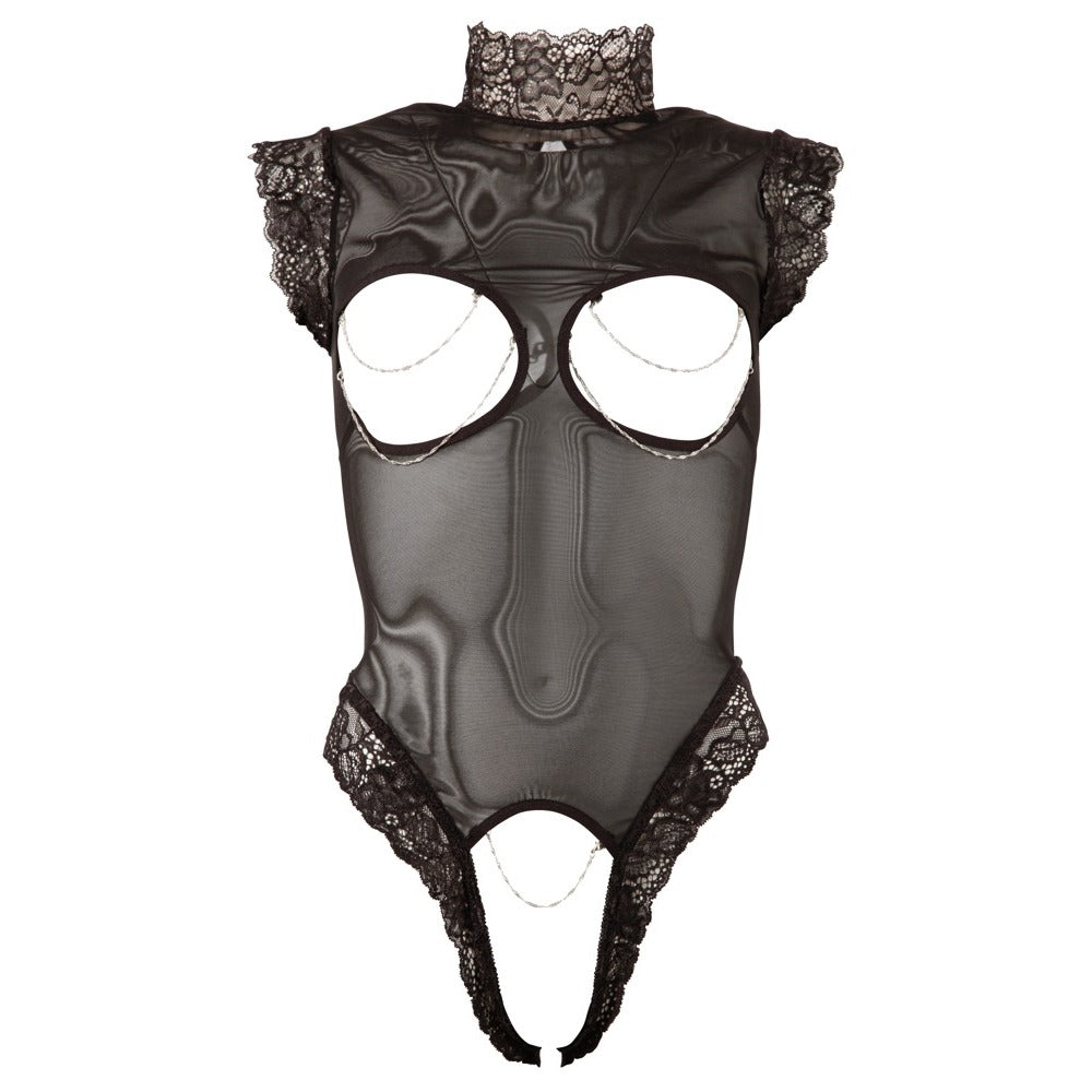 Cottelli Cupless and Crotchless sheer Body|Back View|"sheer cupless body - back view"