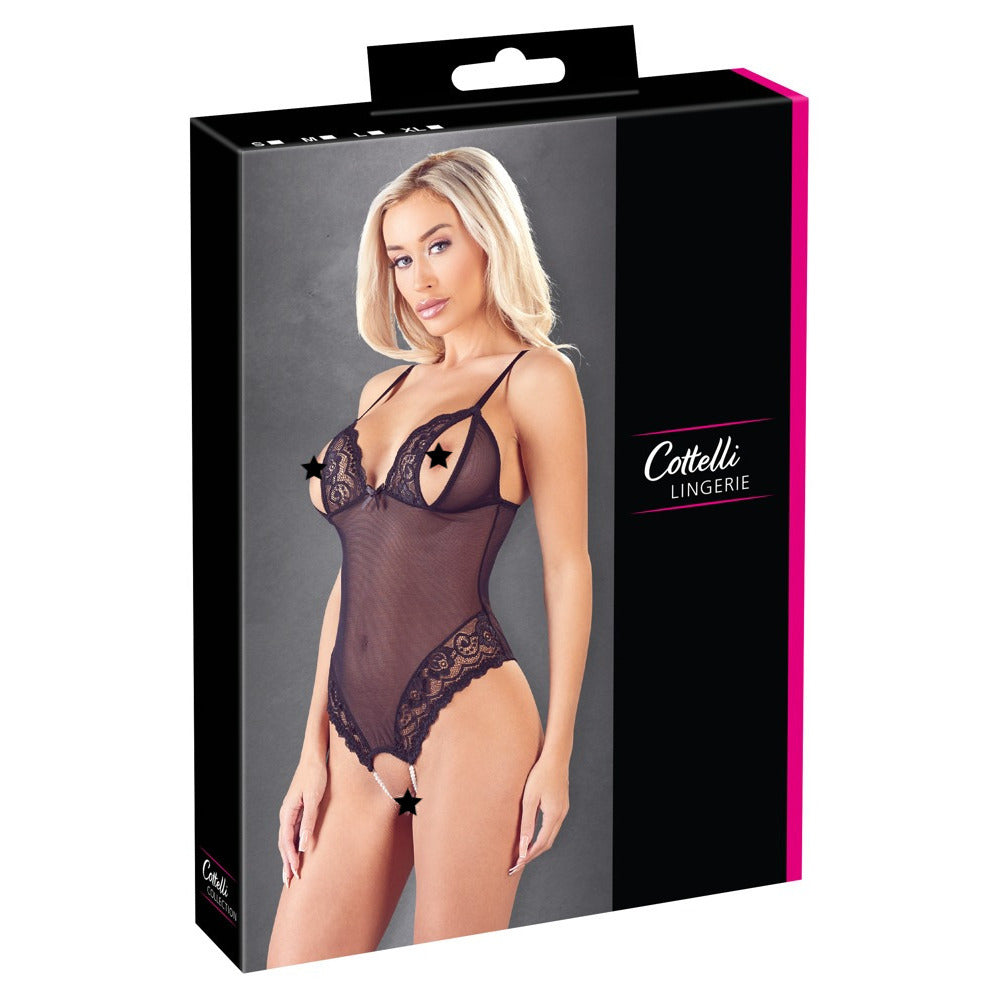 Cottelli Crotchless Peek a Boo Body|Detail View|"peek a boo body - detail view"
