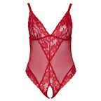 Cottelli Curves Crotchless Body Red|Detail View|"plus size red crotchless bodysuit - detail view"