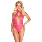 Kissable Halterneck Lace Body Pink|Front View|"pink halter lace body - front view"