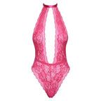 Kissable Halterneck Lace Body Pink|Detail View|"pink halter lace body - detail view"