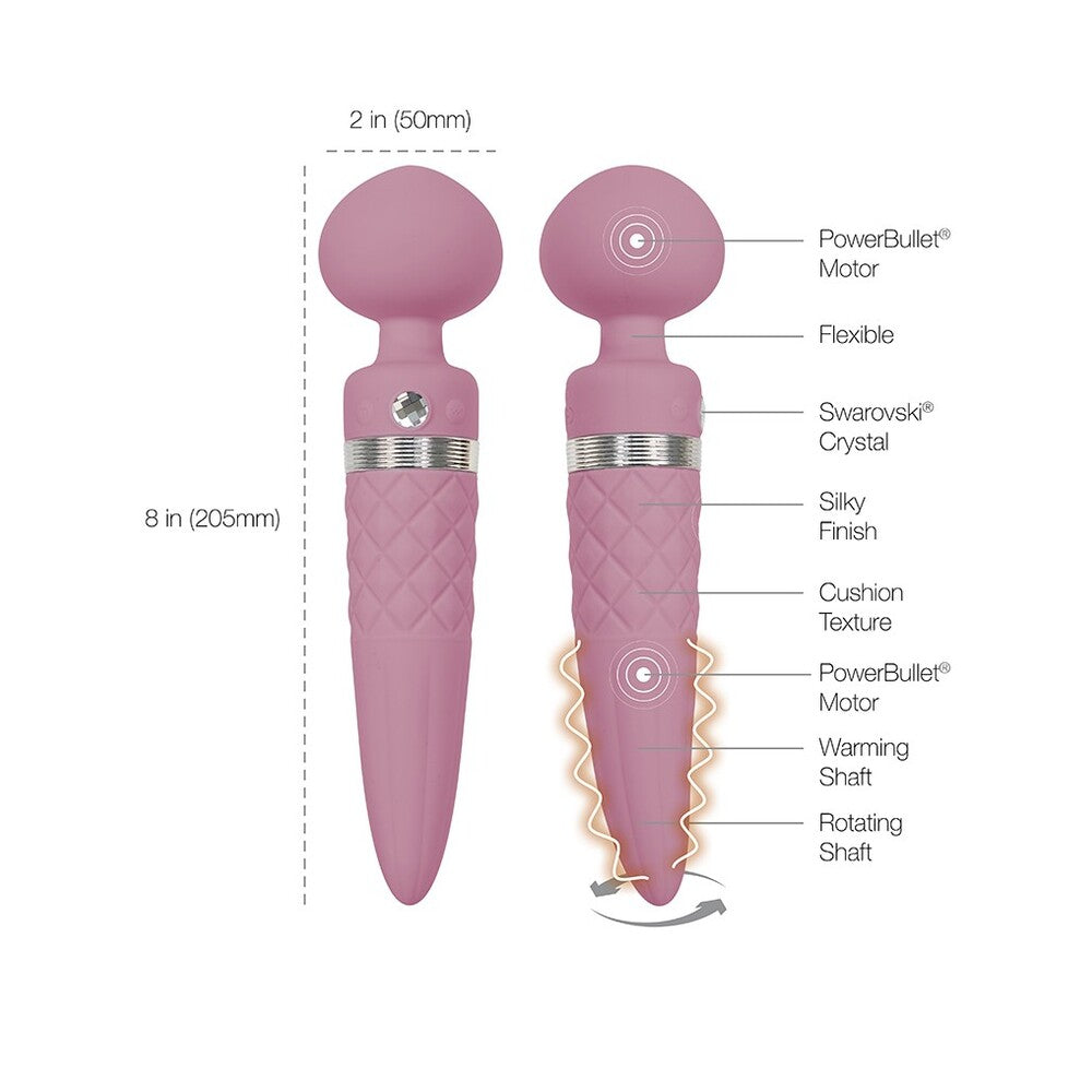 Pillow Talk Sultray Wand Massager | Detail | "crystal button controls - detail view"