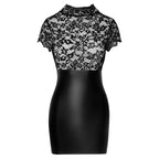 Noir Lace Mini Dress|Detail View|"lace mini dress - detail view"