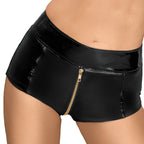 Noir Black Zip Up Hot Pants|Side View|"zip design-side view"|