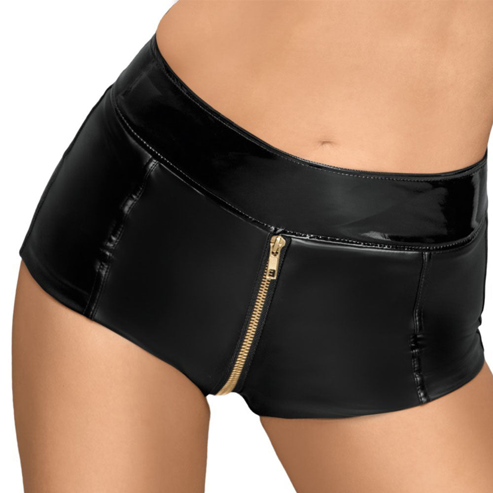 Noir Black Zip Up Hot Pants|Side View|"zip design-side view"|