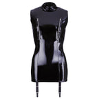 Black Level Vinyl Dress with Suspenders|Detail View|"suspender details-detail view"|
