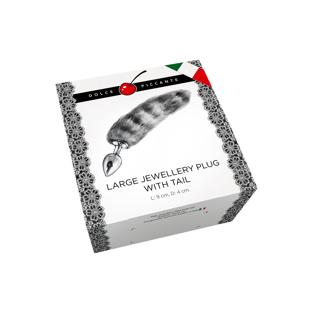 Dolce-Piccante-Large-Jewellery-Plug-With-Tail-Silver|Side View|"tail design-side view"