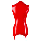 Zip Up Latex Basque Red|Set View|"complete basque set-set view"|