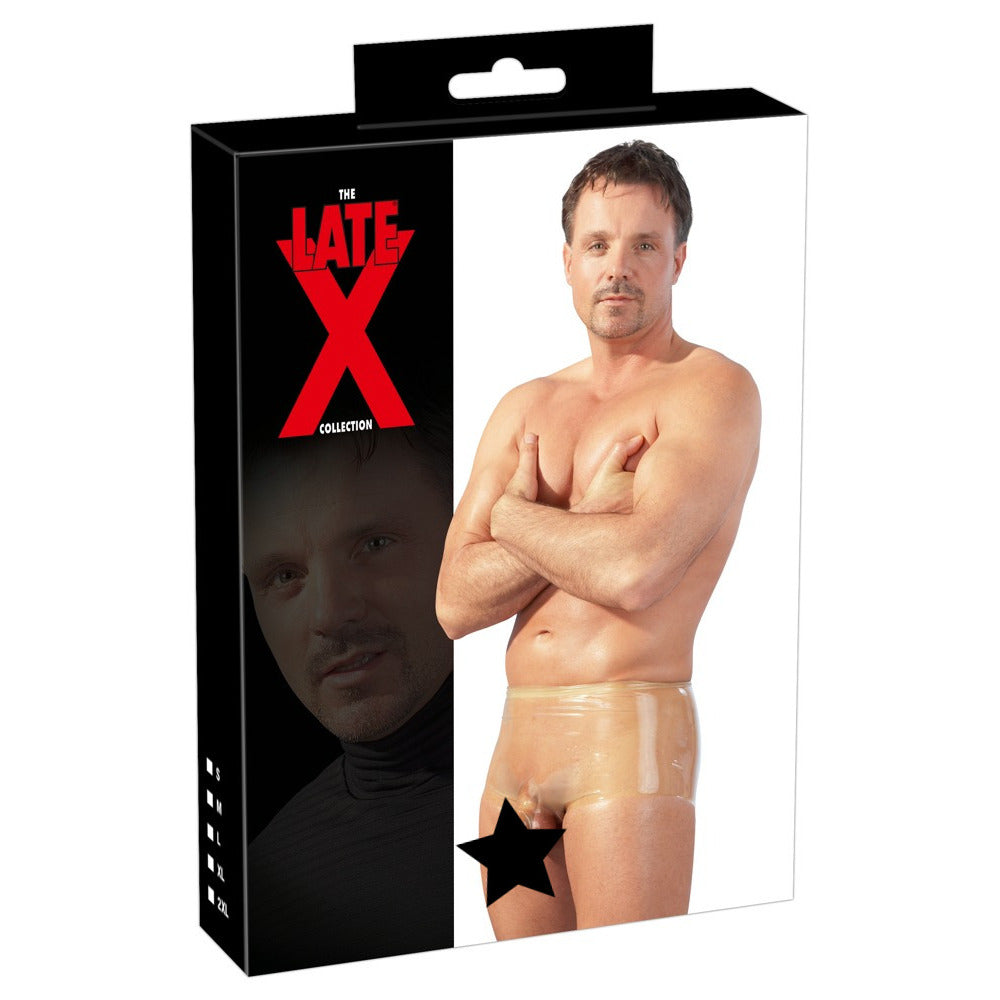 LateX Boxers With Penis Sleeve Clear|Set View|"complete boxer set-set view"|