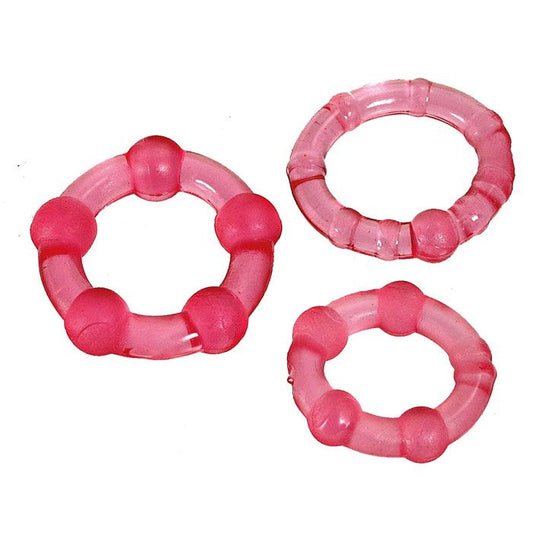 ToyJoy Stay Hard Cock Ring Set|Front View|"stay hard design - front view"