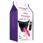 ToyJoy Pink Powergirl Strap On Vibrating Dong|Side View|"vibrating detail - side view"