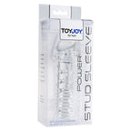 ToyJoy Power Stud Sleeve Clear|Side View|"power detail - side view"