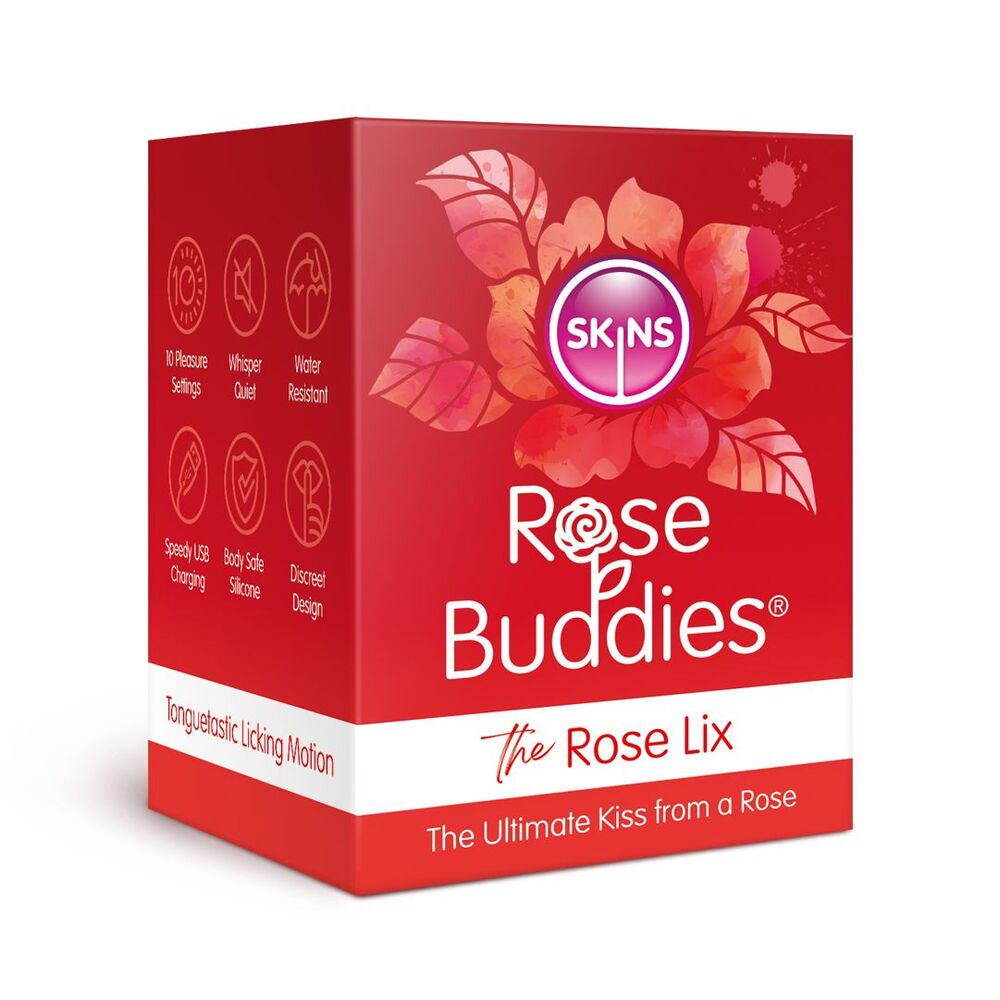 Skins Rose Buddies The Rose Flix Clitoral Massager Red|Detail View|"Multi-function controls - detail view"
