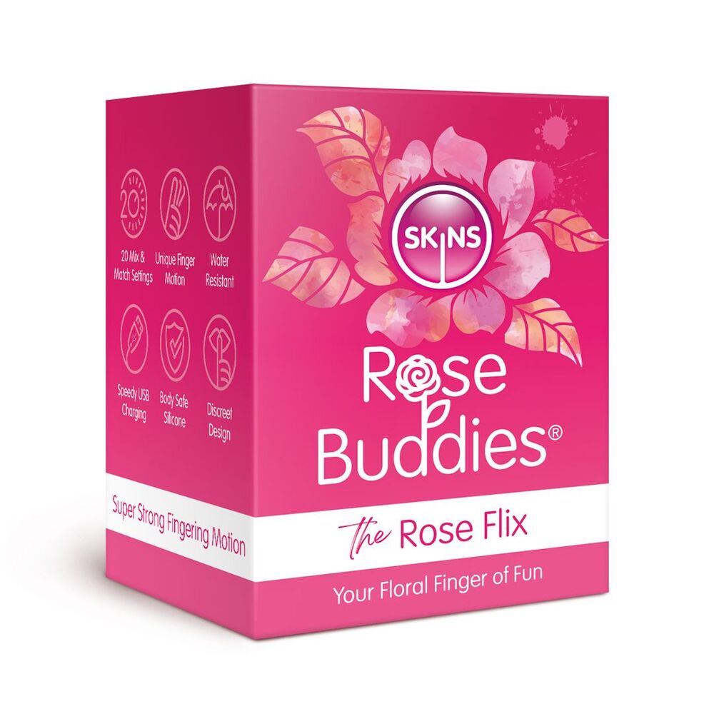 Skins Rose Buddies The Rose Flix Clitoral Massager Pink|Detail View|"Multi-function controls - detail view"