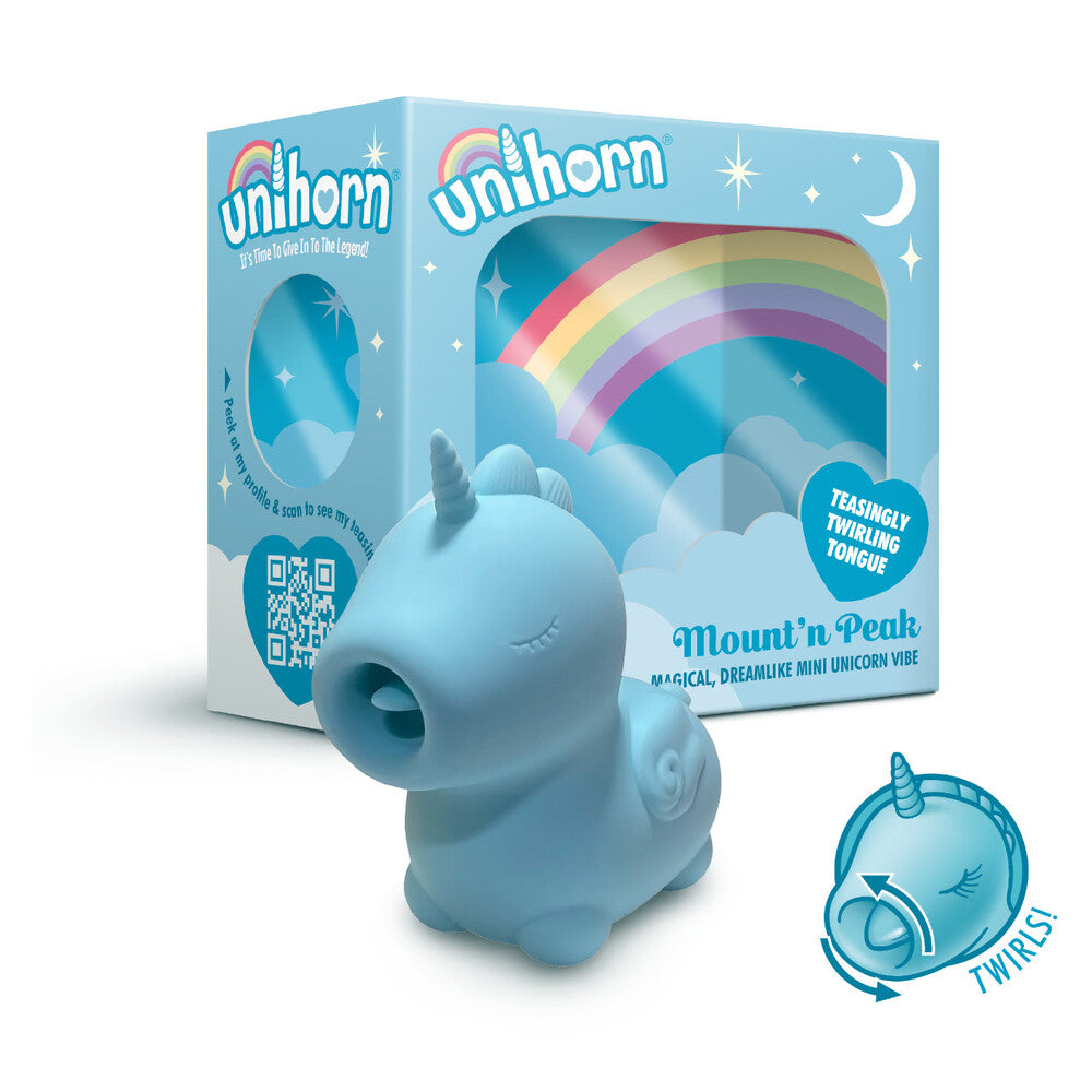 Unihorn Mountn Peak Twirling Tongue Unicorn Vibe|Front View|"Unicorn design vibrator - front view"