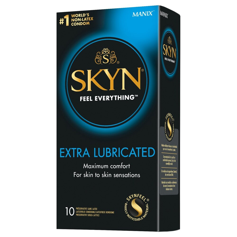 SKYN Latex Free Condoms Extra Lubricated 10 Pack|Front View|"condom design-front view"|