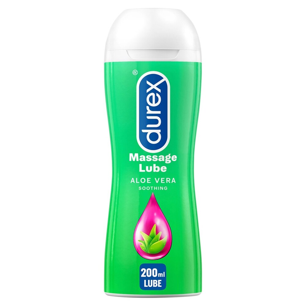Durex Massage Lube Aloe Vera Soothing 200ml|Front View|"aloe vera formula-front view adult toys direct"|