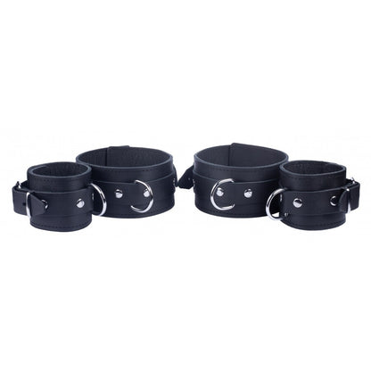 The Red Arm To Forearm Leather Shackles|Front View|"leather shackles-front view"|