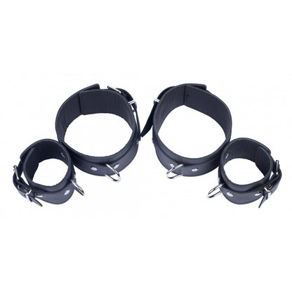 The Red Arm To Forearm Leather Shackles|Side View|"shackle details-side view"|