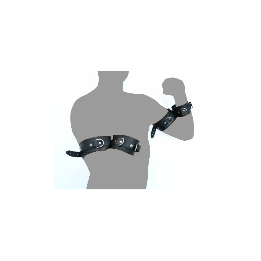 The Red Arm To Forearm Leather Shackles|Detail View|"closure features-detail view"|