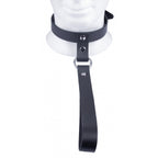 The Red Leather Collar with Short Leash|Side View|"leash details-side view"|