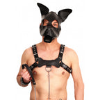 The Red Leather Puppy Dog Mask|Side View|"leather detail-side view adult toys direct"|